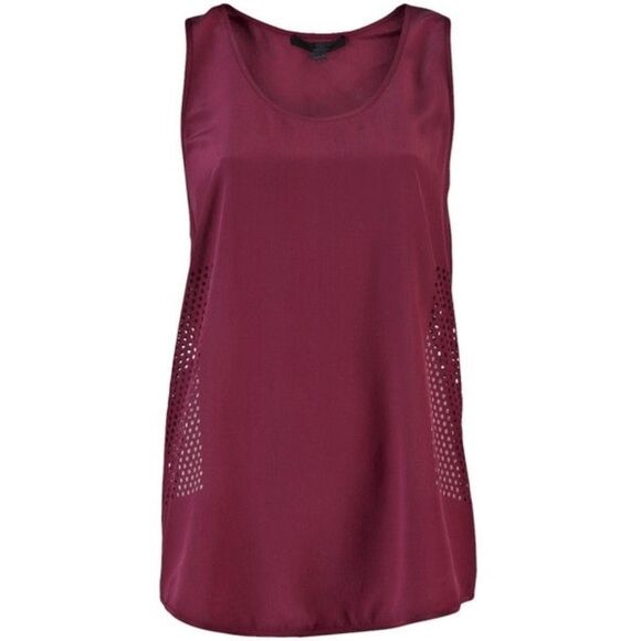 ALEXANDER WANG Maroon Burgundy Laser Cut Silk Tank Top Blouse Shirt Sz 8 - Picture 1 of 10